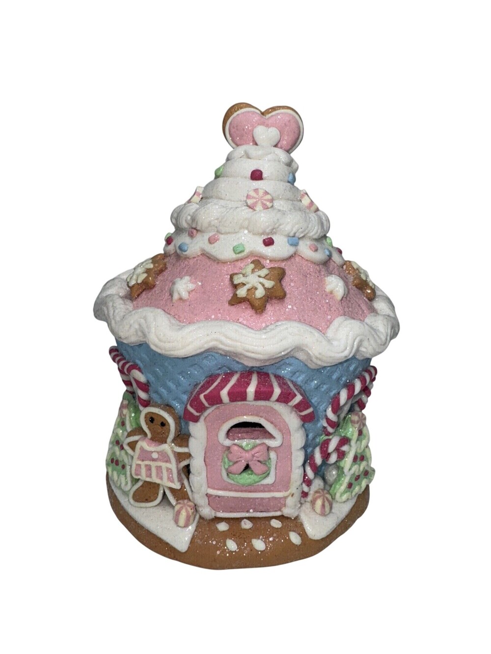 Valerie Parr Hill Winter Light Up Gingerbread Cupcake House Pink Christmas Lamp
